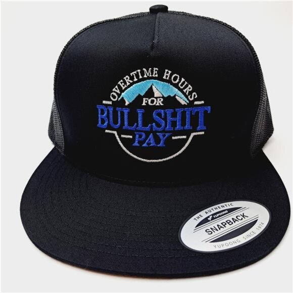 Rich Men North Of Richmond BS Overtime Pay Flat Bill Mesh Snapback Cap Hat Black
